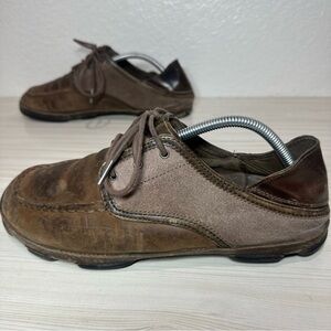 OluKai Kupa'a Lace Up/Slip On LEATHER Suede Shoes Size 10 Brown Convertible Heel